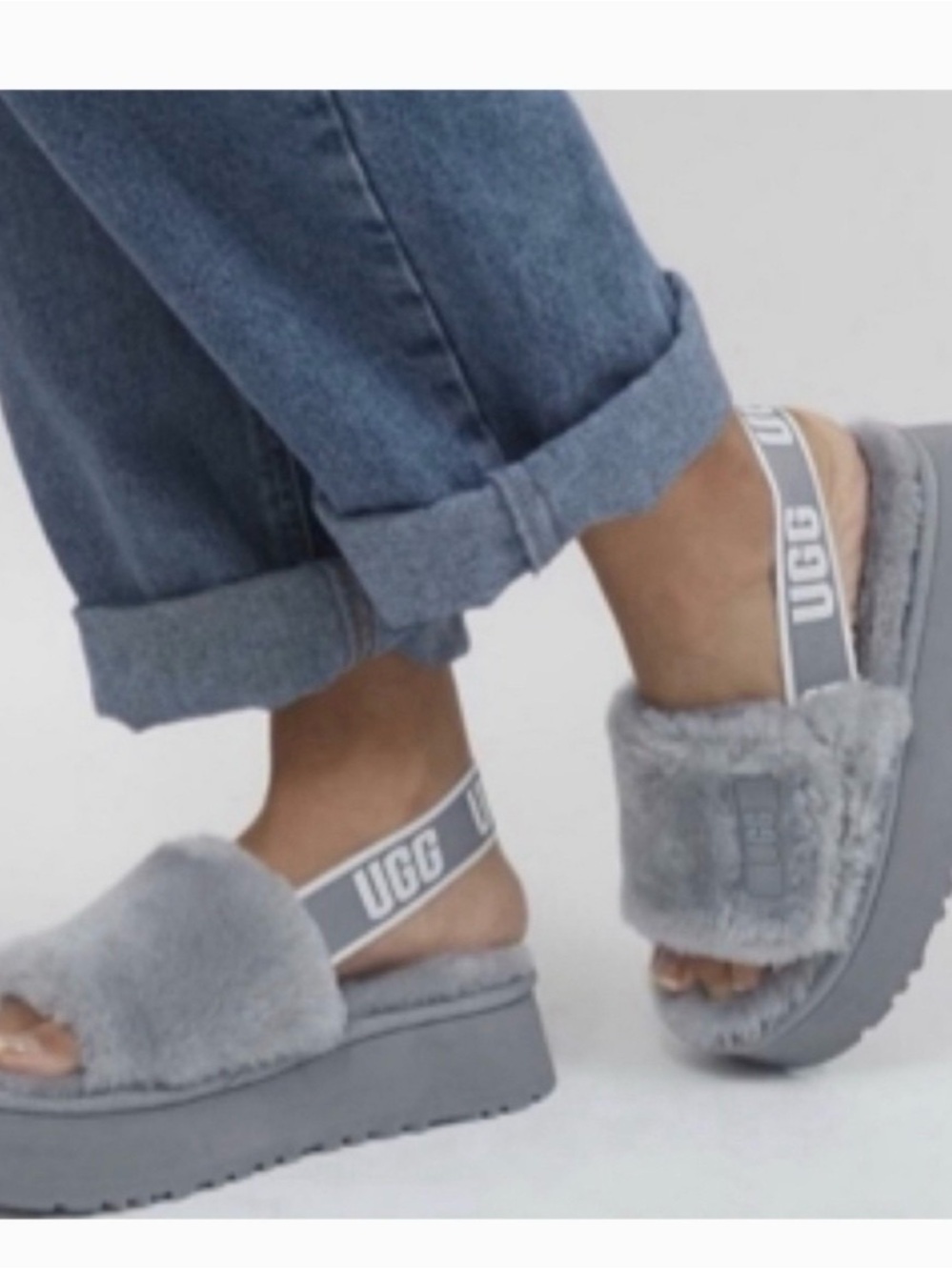 UGG Disco Slides Platform size 9 Dark Grey